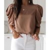 Azura Exchange Puff Sleeve Crew Neck Top – L