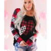 Azura Exchange Heart Print Plaid Leopard Joint Sleeve Blouse – L