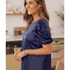 Azura Exchange Ruched Puff Sleeve Satin Blouse – XL