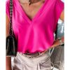 Azura Exchange Pleated V Neck Cap Sleeve Top – L