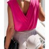 Azura Exchange Pleated V Neck Cap Sleeve Top – L