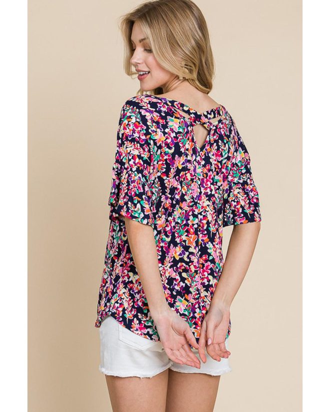 Azura Exchange Crisscross Back Floral Blouse – L