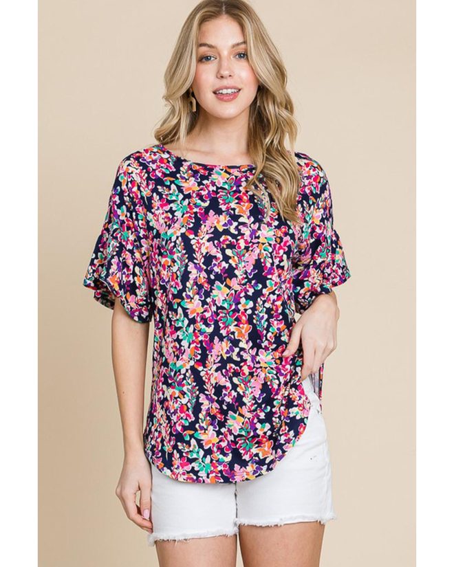 Azura Exchange Crisscross Back Floral Blouse – L