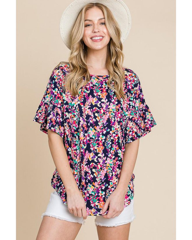 Azura Exchange Crisscross Back Floral Blouse – L