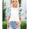 Azura Exchange Printed Puff Sleeve Textured Top – L