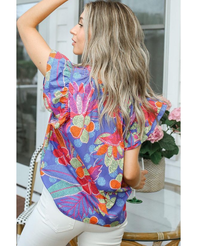 Azura Exchange Flutter Floral Top – M