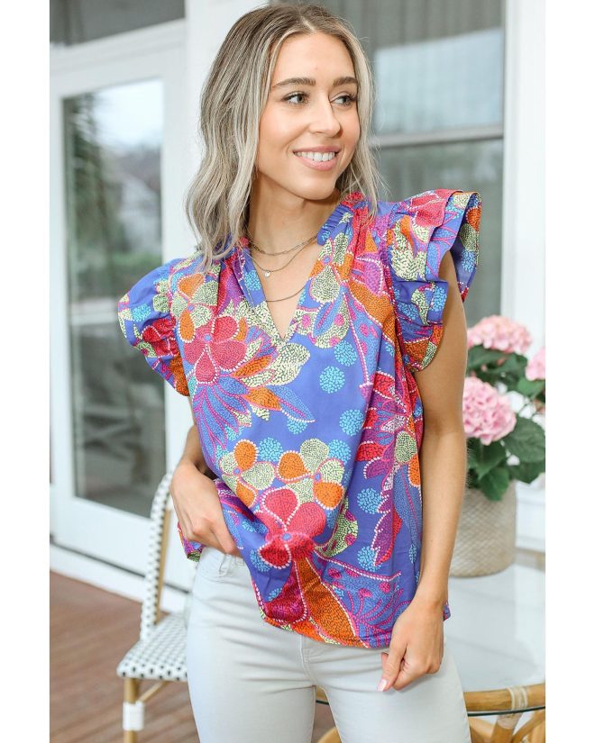 Azura Exchange Flutter Floral Top – M