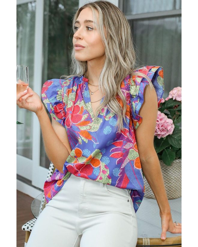 Azura Exchange Flutter Floral Top – M