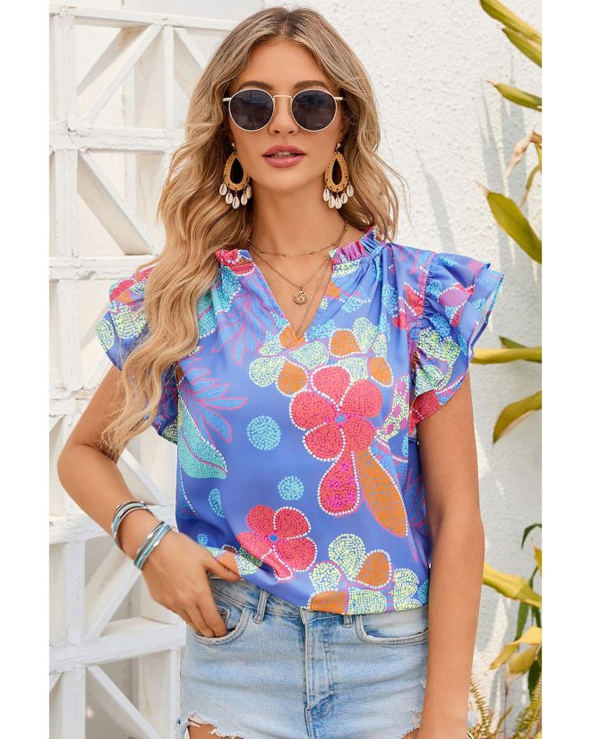 Azura Exchange Flutter Floral Top – M