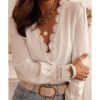 Azura Exchange Lace Crochet Trim Textured Blouse – L