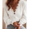 Azura Exchange Lace Crochet Trim Textured Blouse – L