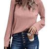 Azura Exchange Ribbed Knit Long Sleeve Top – 2XL