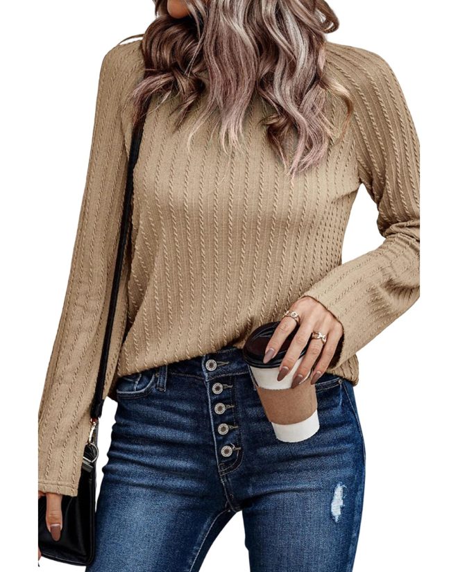 Azura Exchange Ribbed Knit Long Sleeve Top – S