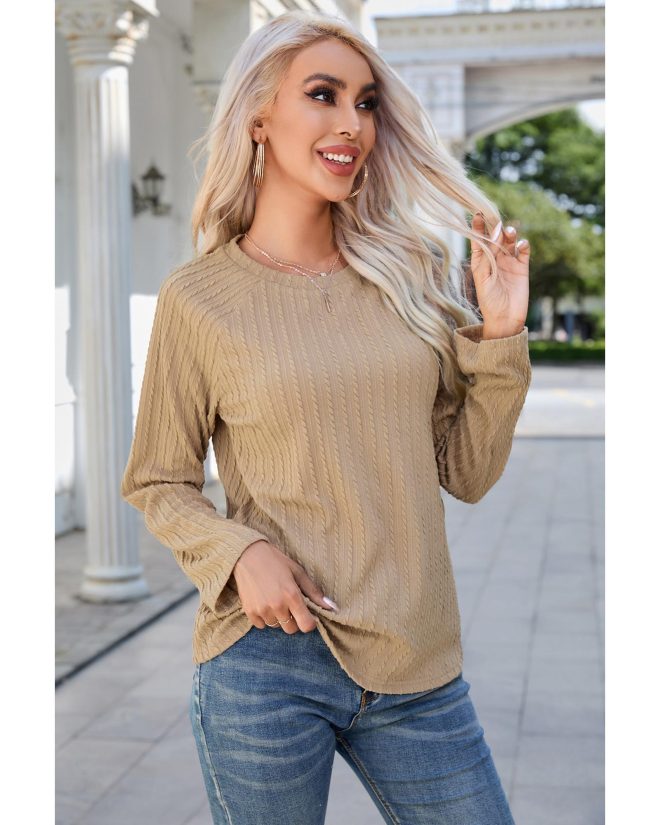 Azura Exchange Ribbed Knit Long Sleeve Top – S