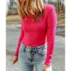 Azura Exchange High Neck Ribbed Knit Long Sleeve Top – L