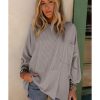 Azura Exchange Oversized Ribbed Knit Roll-tab Sleeve Top – 2XL