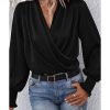 Azura Exchange Elegant Surplice Neck Draped Blouse – M