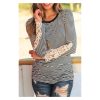 Azura Exchange Lace Crochet Long Sleeve Top – L