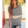 Azura Exchange Lace Crochet Long Sleeve Top – L