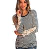 Azura Exchange Lace Crochet Long Sleeve Top – L