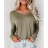 Azura Exchange Loose V Neck Dropped Sleeve Top – L