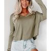 Azura Exchange Loose V Neck Dropped Sleeve Top – L