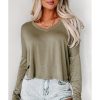 Azura Exchange Loose V Neck Dropped Sleeve Top – L