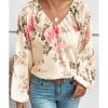 Azura Exchange Floral Print V-Neck Lantern Sleeve Blouse – 2XL