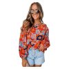 Azura Exchange Floral Print Ruffle Puff Sleeve Blouse – L