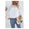 Azura Exchange Lace Patch Sheer Flounce Sleeve Blouse – L