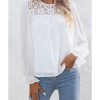 Azura Exchange Lace Patch Sheer Flounce Sleeve Blouse – L