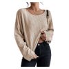 Azura Exchange Beige Drop Shoulder Loose Ribbed Knit Top – L