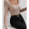 Azura Exchange Bubble Sleeve Textured Knit Top – L