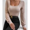 Azura Exchange Bubble Sleeve Textured Knit Top – L