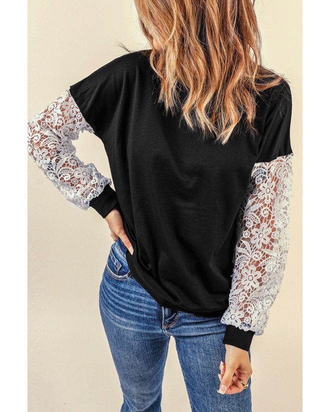 Azura Exchange Lace Sleeve Top – 2XL