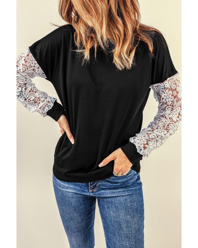 Azura Exchange Lace Sleeve Top – 2XL