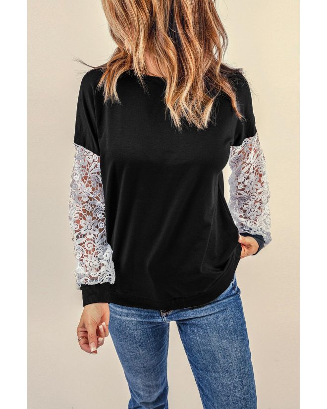 Azura Exchange Lace Sleeve Top – 2XL