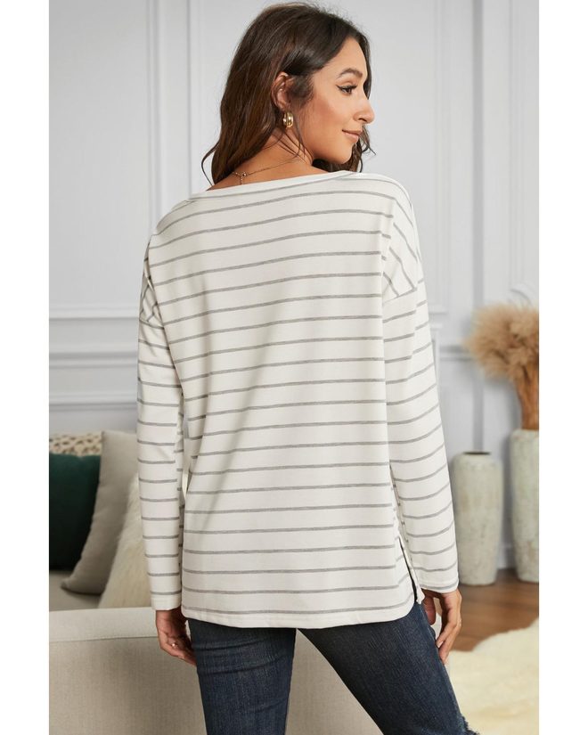 Azura Exchange Pocket Striped Long Sleeve Top – 2XL