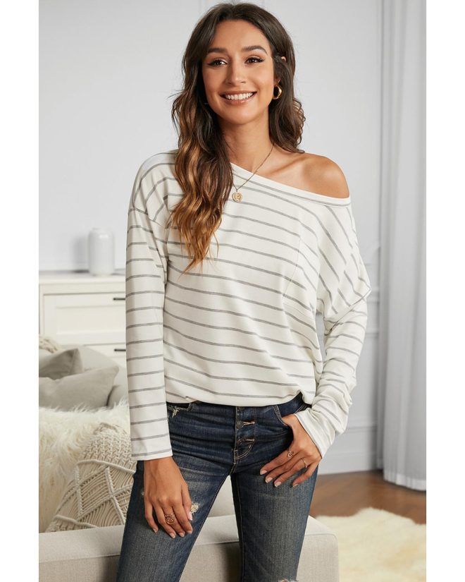 Azura Exchange Pocket Striped Long Sleeve Top – 2XL