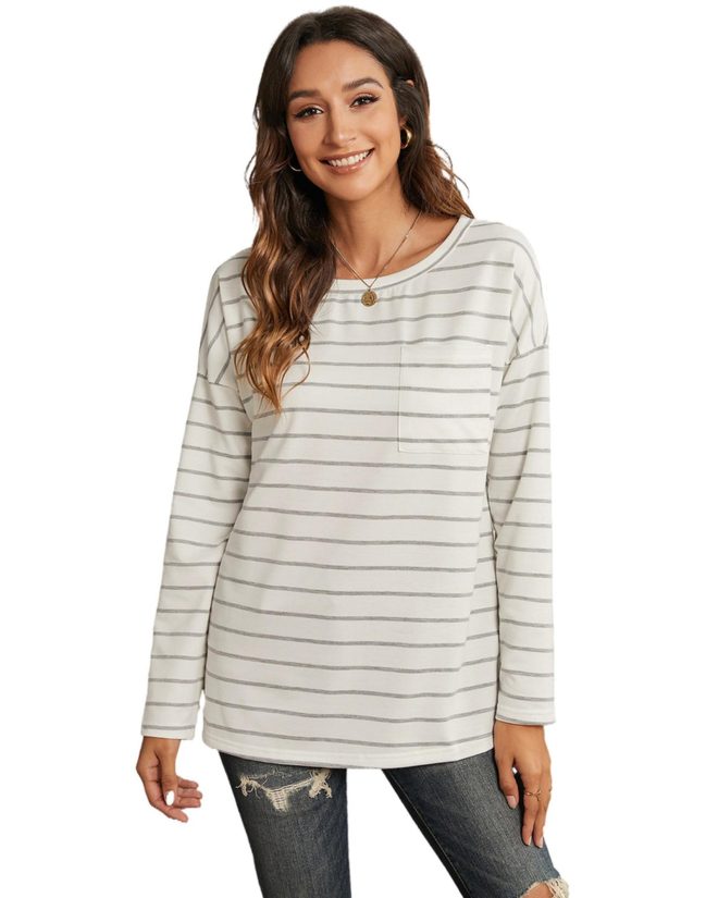 Azura Exchange Pocket Striped Long Sleeve Top – 2XL