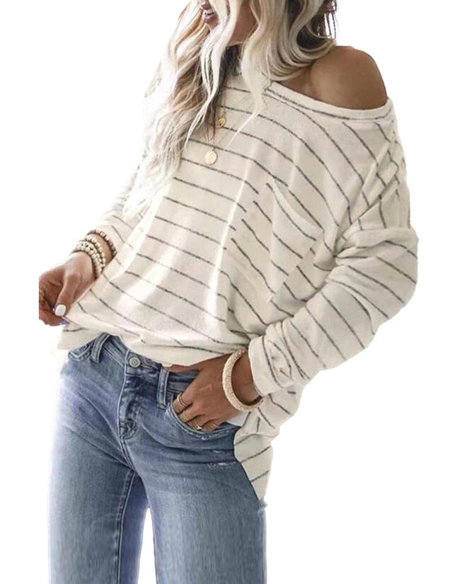 Azura Exchange Pocket Striped Long Sleeve Top – 2XL