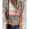 Azura Exchange Stripe Print Knitted V Neck Top – 2XL