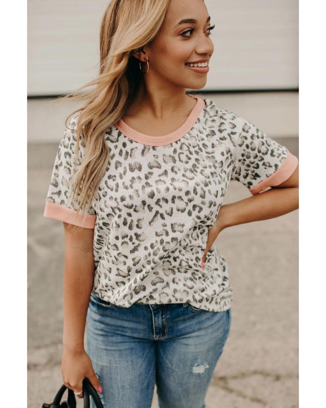 Azura Exchange Leopard Trim Tee – M