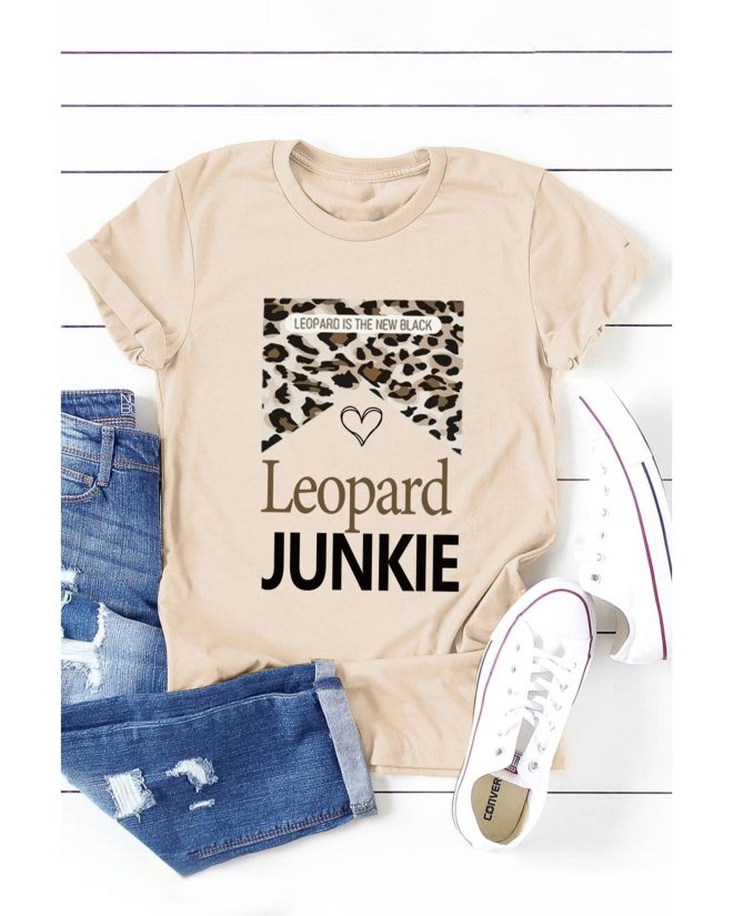 Azura Exchange LEOPARD JUNKIE Letter Heart Graphic Print T-Shirt – 2XL