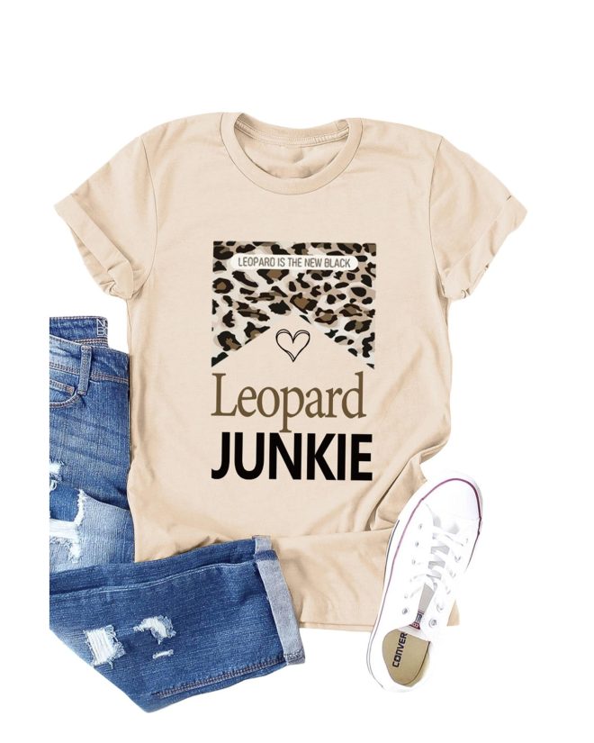 Azura Exchange LEOPARD JUNKIE Letter Heart Graphic Print T-Shirt – 2XL