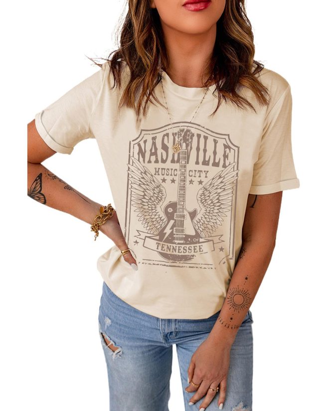 Azura Exchange NASHVILLE Graphic Print Short Sleeve T-Shirt – 2XL