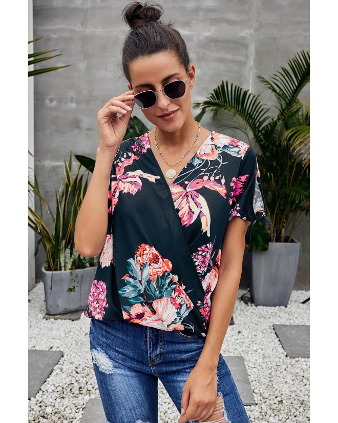 Azura Exchange Twist Floral Top – L