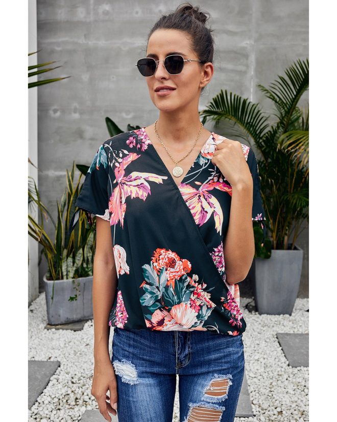 Azura Exchange Twist Floral Top – L