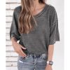 Azura Exchange Waffle Knit V Neck Top – L