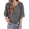 Azura Exchange Waffle Knit V Neck Top – L